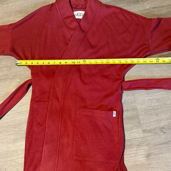 UGG Women’s Burgundy Lounge Robe Size Small Cozy Cotton Blend Belted Wrap - Picture 12 of 13